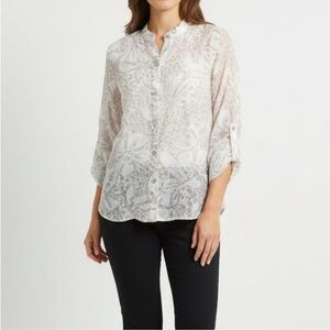 Alfred Dunner Beige Floral Blouse